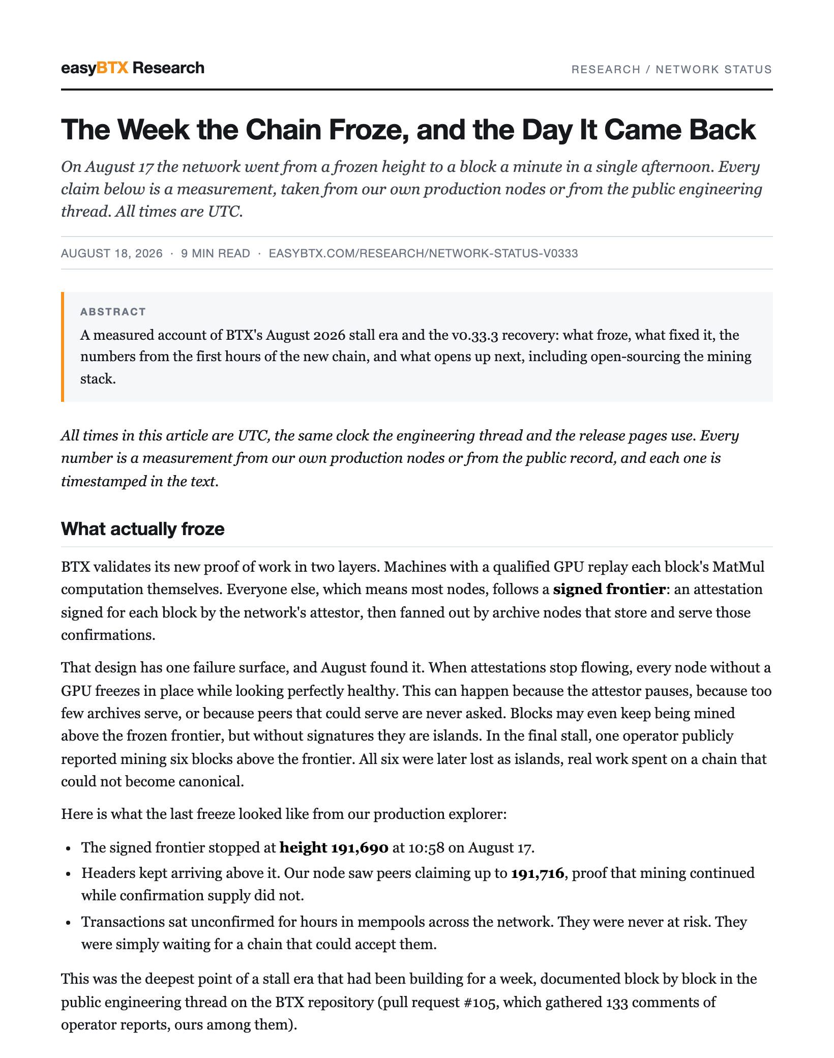 First page of The Week the Chain Froze, and the Day It Came Back as a PDF paper