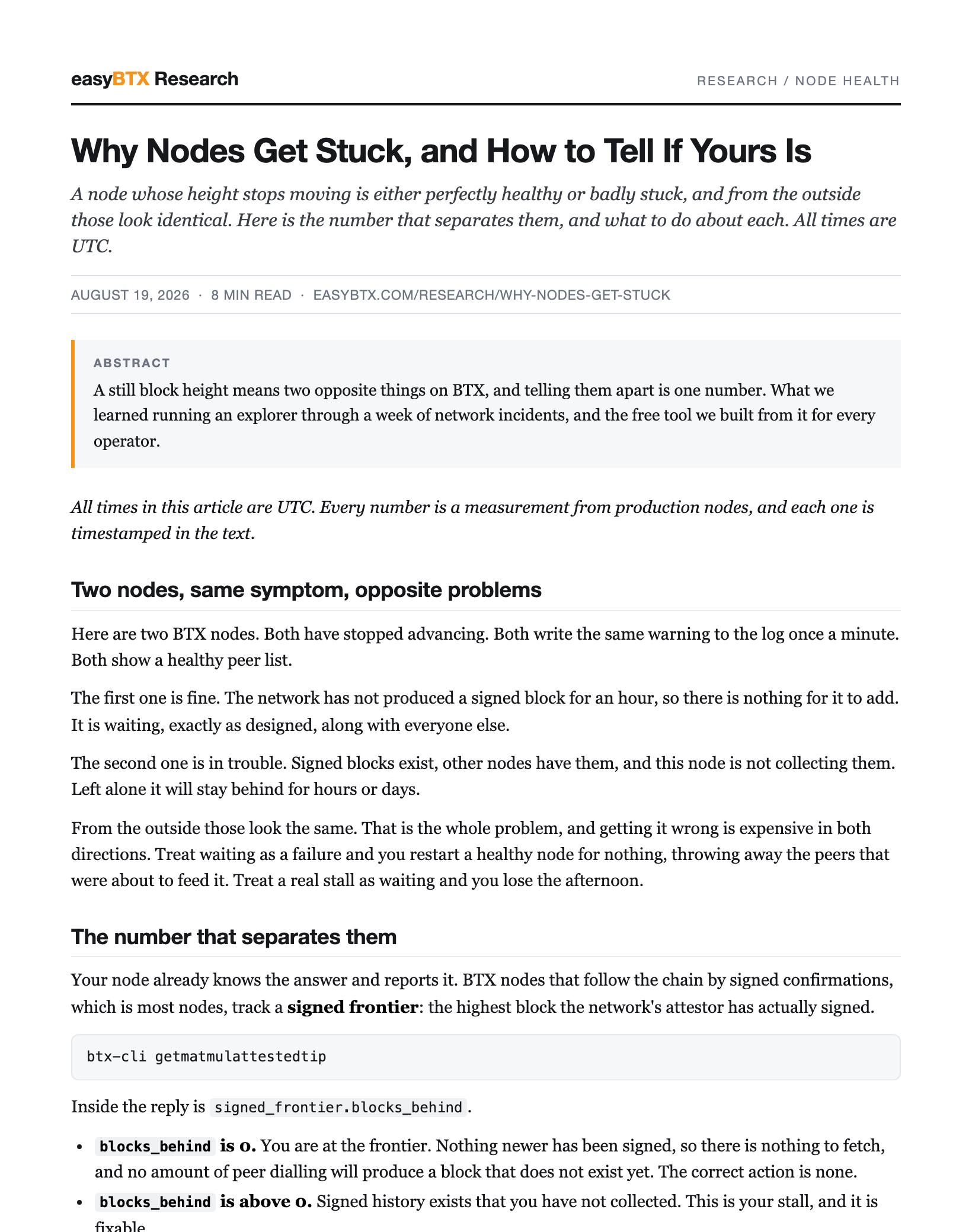 First page of Why Nodes Get Stuck, and How to Tell If Yours Is as a PDF paper